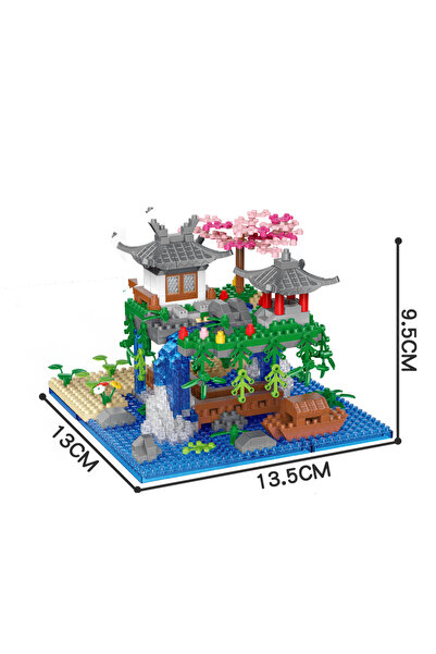 Choice4 مجموعة مكعبات بناء بحيرة صغيرة ساحرة على شكل زهرة خوخ مزودة بإضاءة LE...