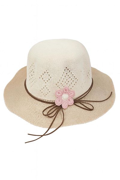 cotonhause Pălărie de plajă de vară cu aspect de paie pentru femei, cu detalii florale, nurcă – 23740-17