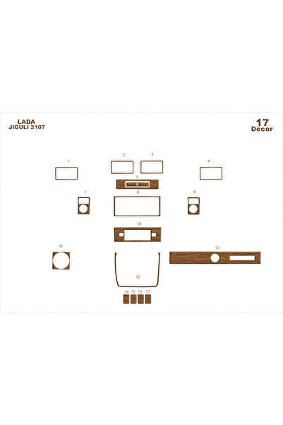 Marscockpitdesign لادا جيجولي 2107 كونسول-توربيدو 17 قطعة