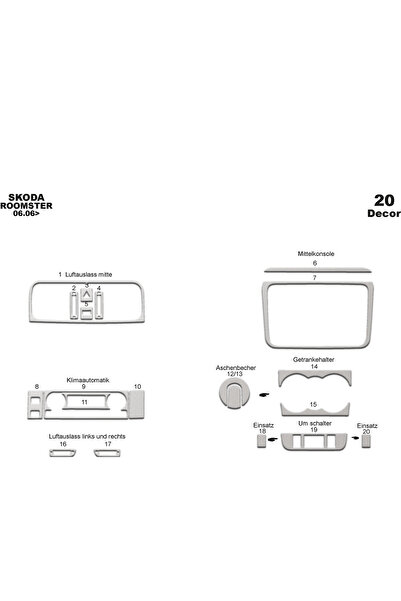 Marscockpitdesign سكودا فابيا - كونسول رومستر - توربيدو 2006 20 قطعة