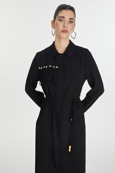 Zühre Black Wear and Go with Seashell Detail and Tassels Gc-0234