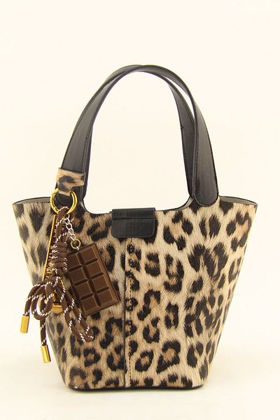 HNB Women's Leopard Mini Bucket Bag