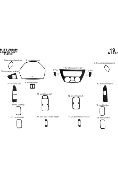 Marscockpitdesign ميتسوبيشي لانسر وحدة التحكم-توبيردو 2002-2009 19 قطعة