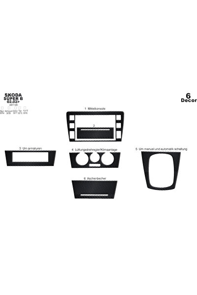 Marscockpitdesign سكودا سوبر بي وحدة التحكم-توبيردو 2002-2007 6 قطع