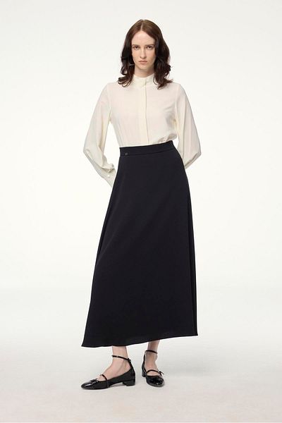 Zühre Stand Collar Stripe Detailed Ecru Blouse B-0139