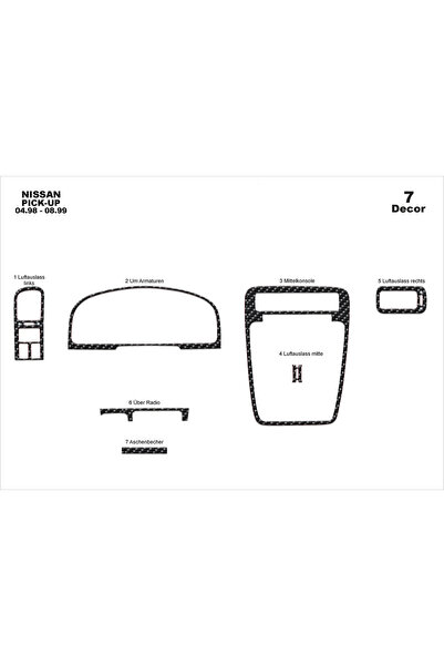 Marscockpitdesign قطع غيار نيسان بيك اب كونسول-توربيد 1998-1999 7 قطع