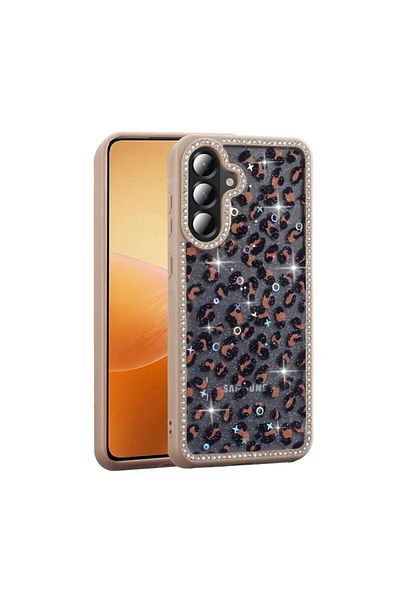 HTstore حافظة Galaxy متوافقة مع A56 بتصميم حجري وفضي Zore Azra Cover-Gold