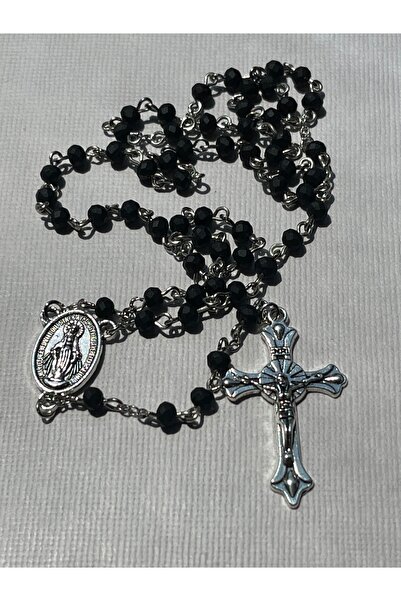 Yada Unique 4mm Siyah Çek Kristali Katolik Hristiyan Rosary Çocuk Tesbihi