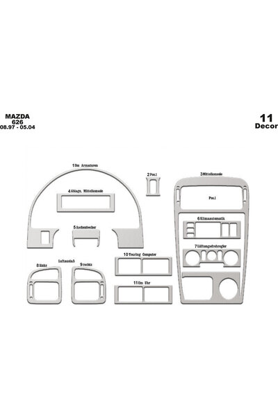 Marscockpitdesign مازدا 626 كونسول-توربيدو 1997-2004 11 قطعة