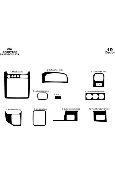 Marscockpitdesign كيا سبورتاج غطاء توربيدو أمامي كربون 10 قطع 1999-2003