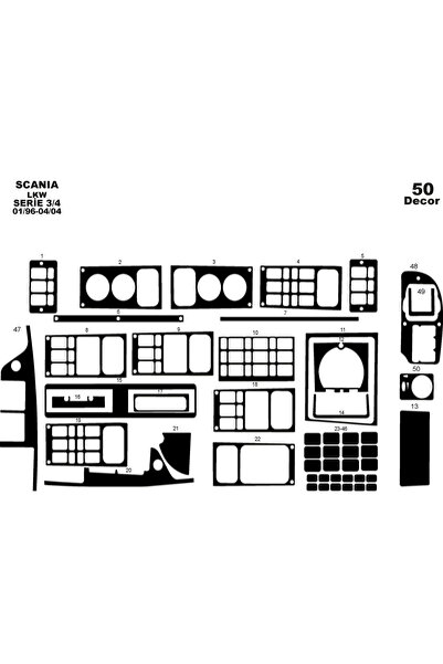 Marscockpitdesign Scania LKW 3/4 كونسول-توربيدو 1996-2004 50 قطعة كونسول-توربيدو