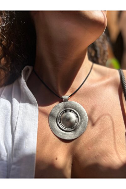 pop up store Antique Silver Big Round Boheme Rope Necklace