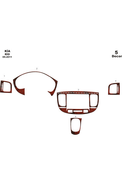 Marscockpitdesign كيا ريو وحدة التحكم-توبوردو 2011 5 قطع