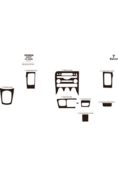 Marscockpitdesign هوندا سيتي كونسول-توربيدو 2006-2010 7 قطع