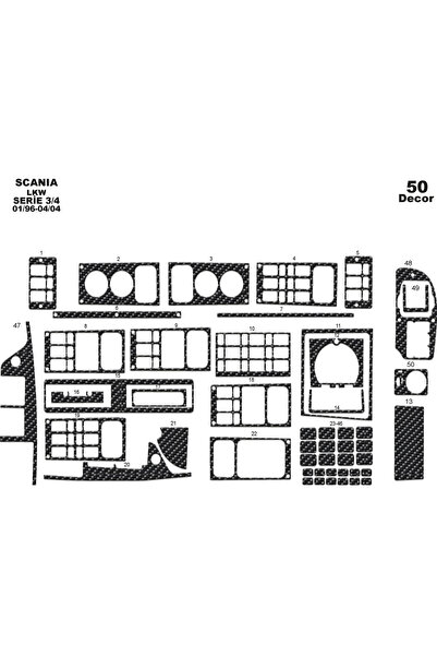 Marscockpitdesign Scania LKW 3/4 كونسول-توربيدو 1996-2004 50 قطعة كونسول-توربيدو