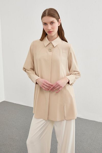 Zühre Brooch Detailed Stone Blouse B-0095