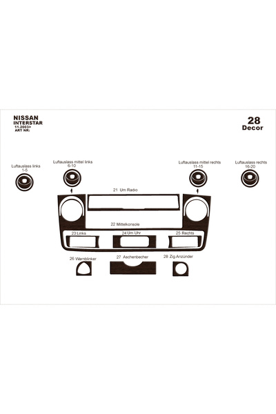 Marscockpitdesign نيسان انترستار كونسول-توربيدو 2003 28 قطعة