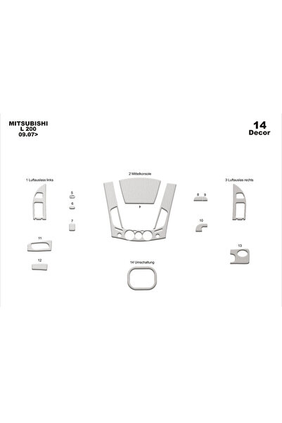 Marscockpitdesign ميتسوبيشي L200 4X2 كونسول-توربيد 2007 14 قطعة