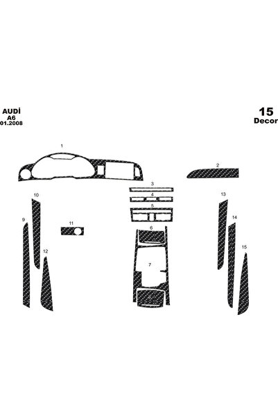 Marscockpitdesign أودي A6 2008 كونسول-توربيدو 16 قطعة