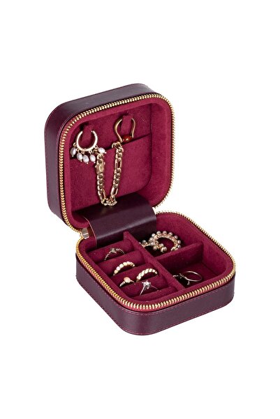 PLM Real Leather Travel Size Jewelry Organizer Box, Jewellery Accessory Case,...