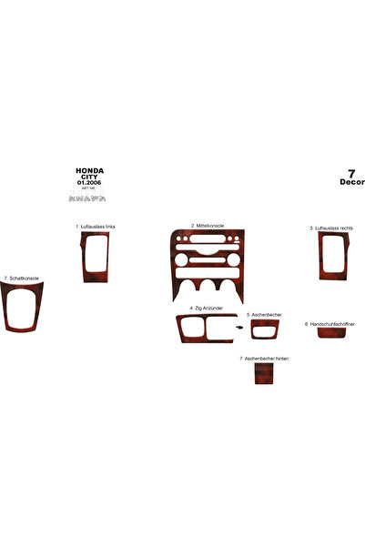 Marscockpitdesign هوندا سيتي كونسول-توربيدو 2006-2010 7 قطع