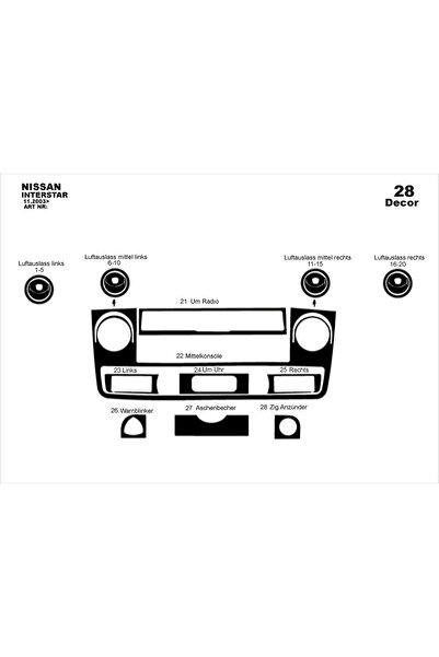 Marscockpitdesign نيسان انترستار كونسول-توربيدو 2003 28 قطعة