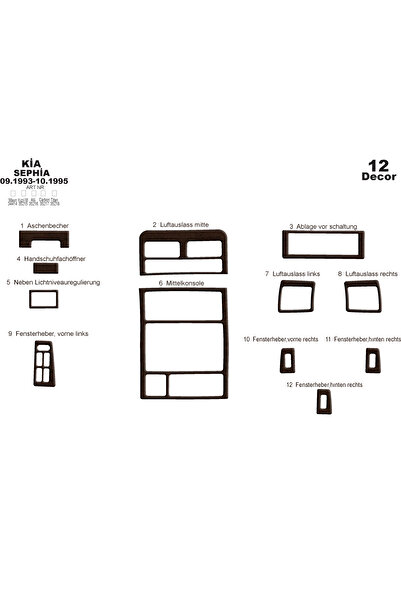 Marscockpitdesign كيا سيفيا وحدة التحكم-توبوردو 1993-1995 12 قطعة