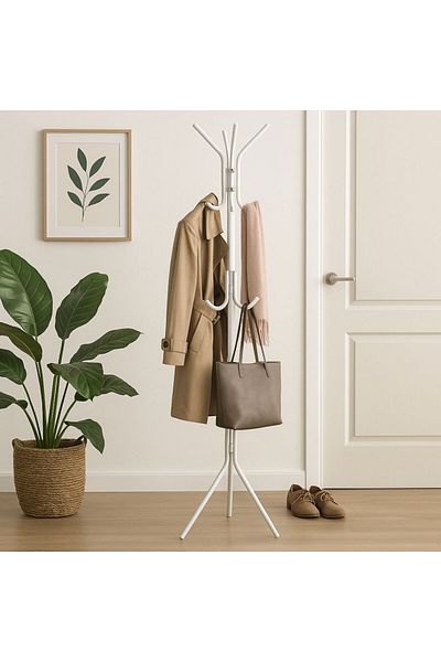Koopman Vertical metal coat rack with 12 hooks, 175 cm, modern and stable design