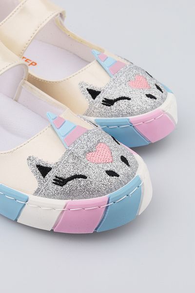 moon glow Pantofi pentru fete cu model unicorn |   Balerini de culoare crem |   26-30 Balerini de zi cu toc plat special