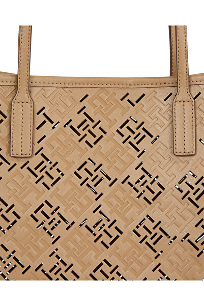 Tommy Hilfiger Th City Tote Mono Koyu Bej Kadın El Çantası