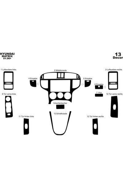 Marscockpitdesign هيونداي ماتريكس وحدة التحكم-توبوردو 2006 13 قطعة