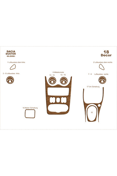Marscockpitdesign داشيه داستر كونسول-توربيدو 2008-2012 18 قطعة