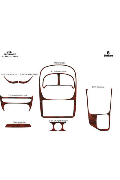 Marscockpitdesign كيا سبورتاج وحدة التحكم-توبيردو 2001-2005 8 قطع