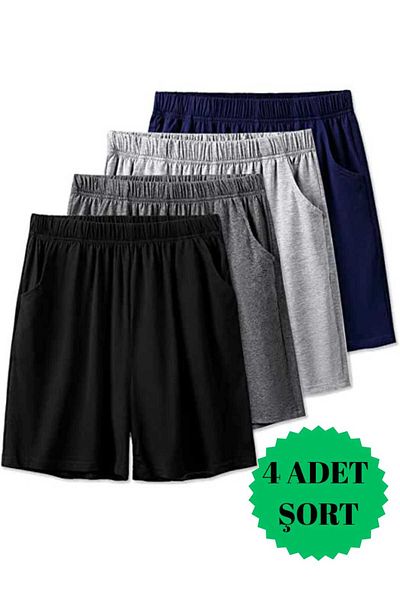 FUNSTYLE Men's Straight Cut Comfortable Fit 4-Piece Shorts