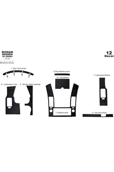 Marscockpitdesign نيسان نافارا بيانو أسود مطلي 2006-2010 12 قطعة