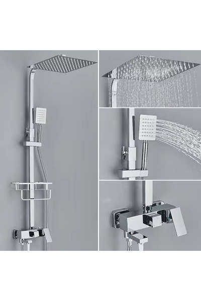 Rain Drop De la Robinetul Meu Coloana de dus, cu 3 functii curgere apa, baterie cada si dus, para dus 25x25 cm, crom