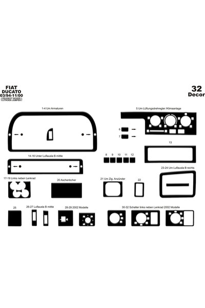 Marscockpitdesign فيات دوكاتو جامبر بوكسر كونسول-توربيدو 1994-1999 32 قطعة