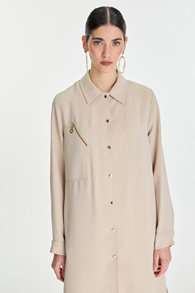 Zühre Shirt Collar Button Closure Beige Wear Out Gc-0280