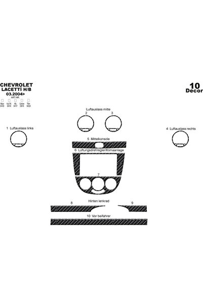 Marscockpitdesign شيفروليه لاسيتي HB كونسول-توربيدو 2004 10 قطع