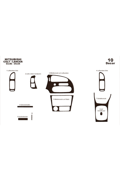 Marscockpitdesign ميتسوبيشي كولت - لانسر كونسول-توربيدو 1996-2004 10 قطع