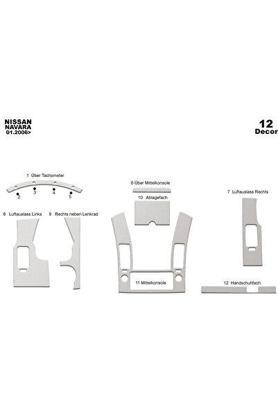Marscockpitdesign نيسان نافارا كونسول-توربيدو 2006-2010 12 قطعة