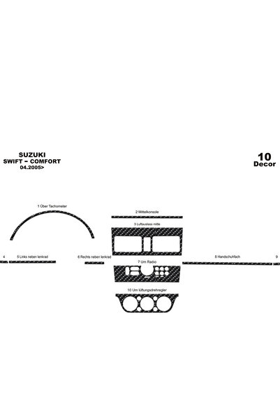 Marscockpitdesign سوزوكي سويفت كومفورت كونسول-توربيدو 2005-2010 10 قطع