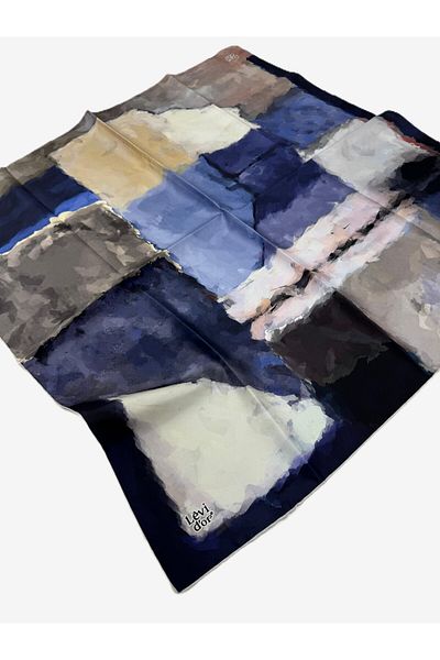 Levidor Μεταξωτό μαντίλι Twill Ld1060-01 Tie-dye Pattern Blue-01