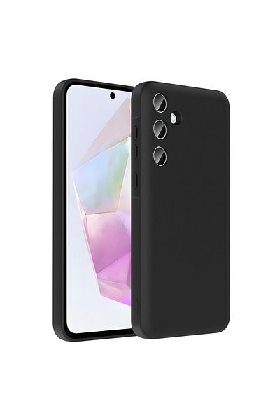 HTstore حافظة Galaxy متوافقة مع A56 مع حماية للكاميرا وحامل البطاقات - غطاء Zore Vitra - أسود