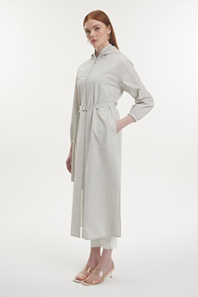Zühre Hooded Zippered Belted Stone Wear and Go Gc-0291