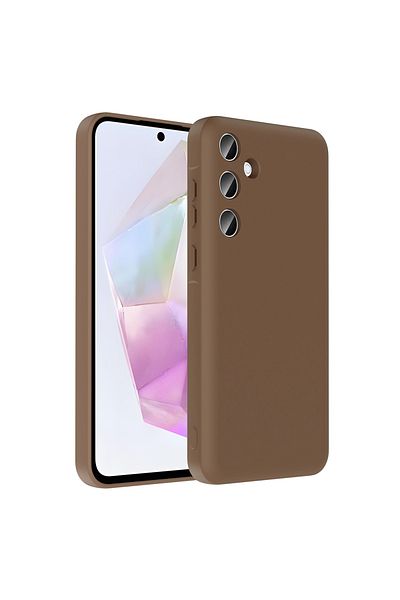 HTstore حافظة Galaxy متوافقة مع A56 مع حماية للكاميرا وحامل البطاقة - غطاء Zore Vitra - بني