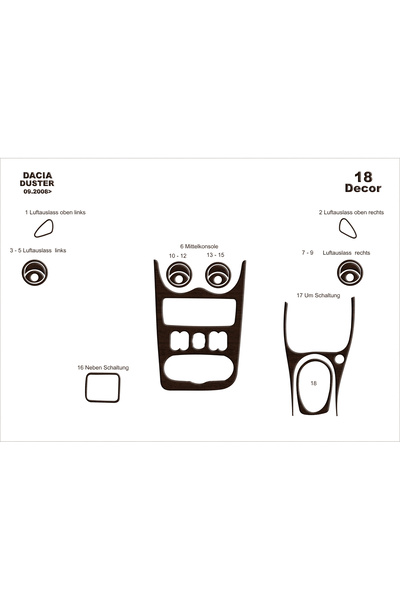 Marscockpitdesign داشيه داستر كونسول-توربيدو 2008-2012 18 قطعة