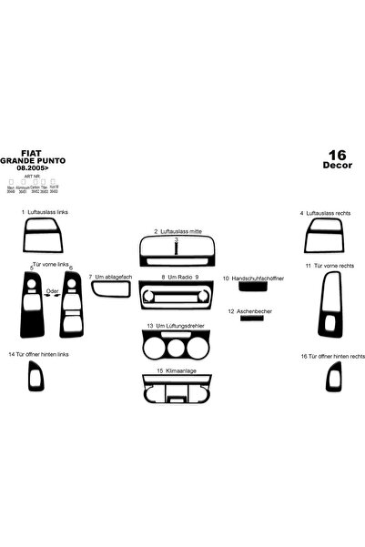 Marscockpitdesign فيات جراند بونتو كونسول-توربيدو 2005 16 قطعة