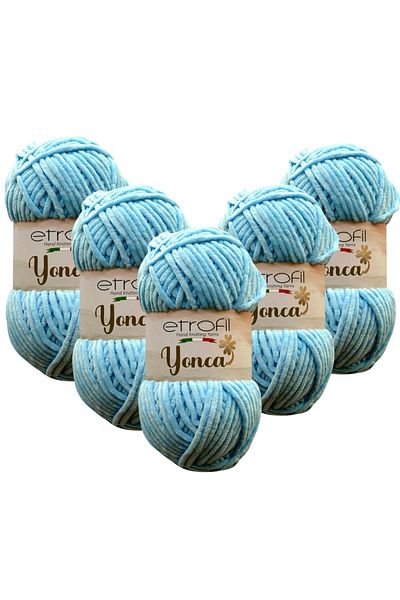 Etrofil Clover Velvet Hand Knitting Yarn 5 Pieces 70518 Beads Blue