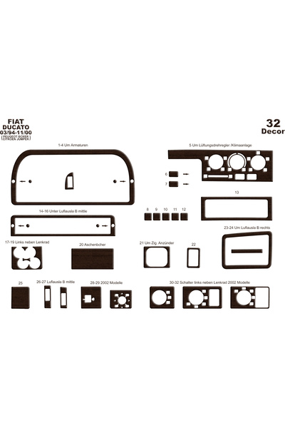 Marscockpitdesign فيات دوكاتو جامبر بوكسر كونسول-توربيدو 1994-1999 32 قطعة